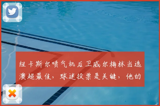 纽卡斯尔喷气机后卫威尔梅林当选澳超最佳，球迷投票是关键，他的防守数据有多强？